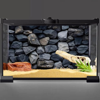 AWERT 36x24 inchesReptile Habitat Background Underwater Stone Aquarium Background Black Stone Decorative Background Rock Wall Nature Landscape Fish Tank Background Decor