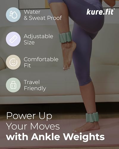 Pilates Wrist & Ankle Weights | Adjustable Weighted Bangles | 1LB/2LB Each - color: Sage, size: 1 LB