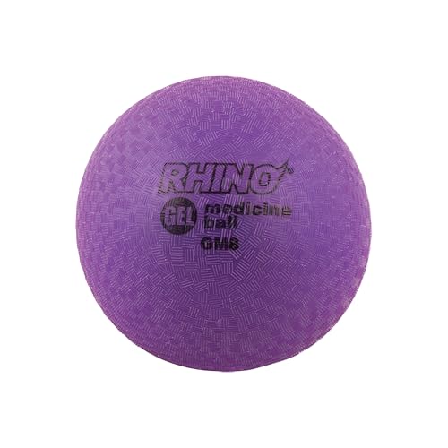 Champion Sports Rhino Gel Filled Medicine Ball – Durable, Soft Grip Weighted Ball for Strength, Cardio, & Rebounder Training – Multiple Weights for Home Gym & Fitness - style: 8 LB Medicine Ball (Purple)