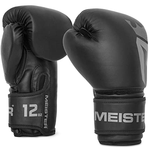 Meister [Critical] Boxing Gloves - Ergonomic High-Density Training Gloves - style: 12 Ounce Gloves - Matte Black