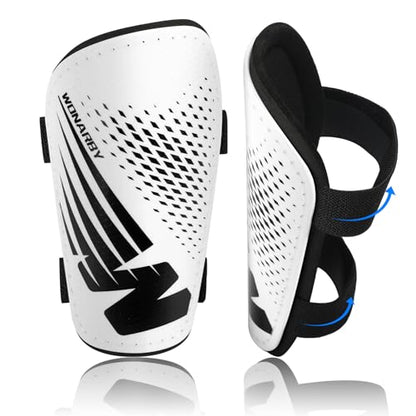 Shin Guards Soccer Kids Toddler, Shin Guard for Boys Girls 2-18 Years Old - color: White, size: Medium
