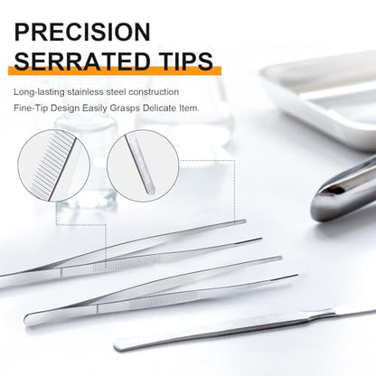 Yaomiao 8 Packs 8 Inch Bar Tweezers Silver Cocktail Tongs Long Garnish Tweezers Stainless Steel Bartender Kitchen Cooking Tongs for Cocktail Food Fruit Korean BBQ Bartender Chef, Multi-use