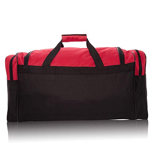 DALIX 25" Extra Large Vacation Travel Duffle Bag (Black, Grey, Navy Blue, Red, Camo) - color: Red