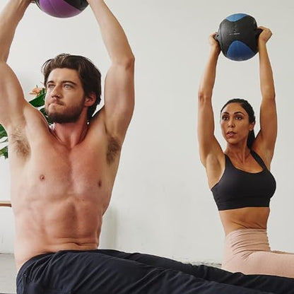 AEROMAT Dual Grip Power Medicine Balls for Abdominal Training and Rotational Movements - 9" Diameter - Weights Color-Coded - style: 8 lbs - Black/Orange