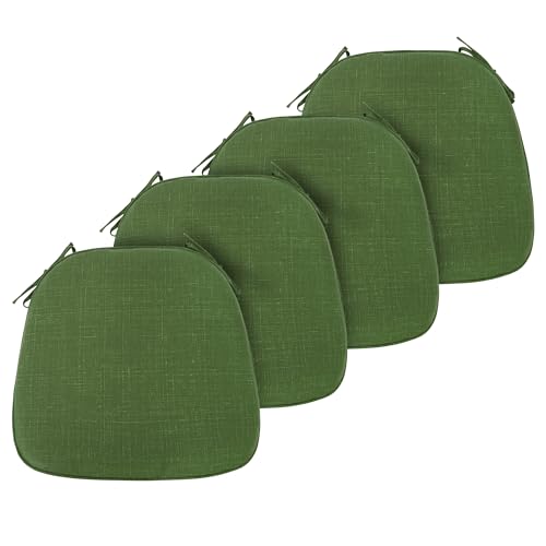 FUNHOME 17"x16"x2" Outdoor Chair Cushions Set of 4, Water Resistant Patio Chair Pads with Ties, Seat Cushions for Home Garden Furniture Decoration-Moss Green - color: Moss Green, size: Set of 4