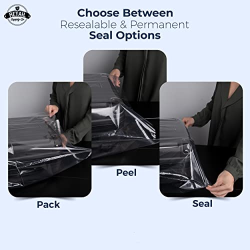 Poly Bags with Suffocation Warning 16x22, 20x24, 24x28 - X-Large Combo Pack of 150 (50 each size) - Clear Poly Bags by Retail Supply Co - Resealable