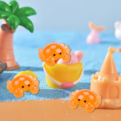 24Pcs Cute Mini Resin Crabs Glow in The Dark Crab Figurines Bulk for Crafts Marine Animal Decor for Moss Landscapes DIY Projects Desktop Ornaments