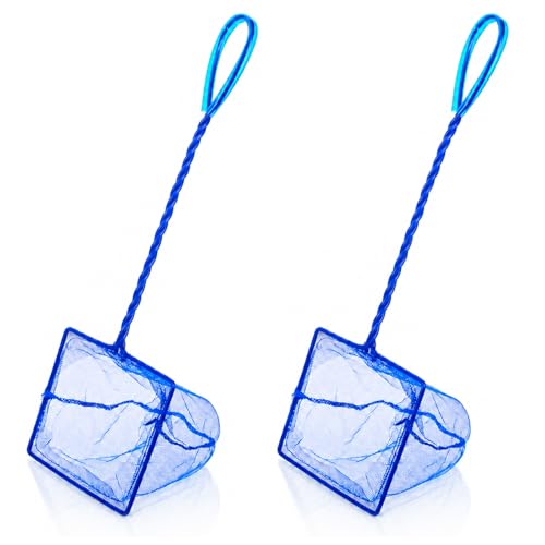 2 Pcs Fish Net for Fish Tank with 10 Inch Long Handle, Fine Mesh Aquarium Net Quick Catch Nylon Fishing Catch Nets