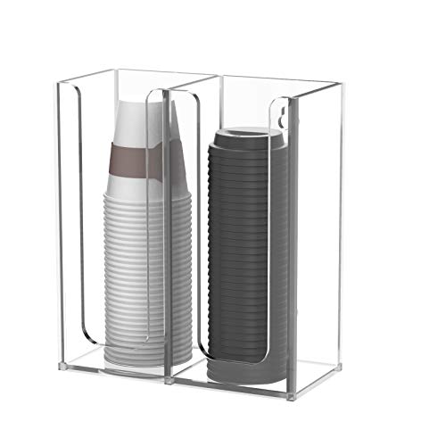 Acrylic Coffee Cup and Lid Storage Organizer Holder, 2 Compartments, Clear - color: Clear