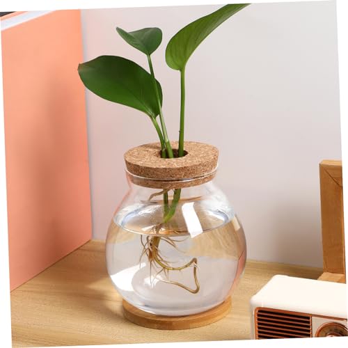 SUPVOX Decorative Glass Fish Tank for Betta Small Aquarium with Lid Bamboo Mat