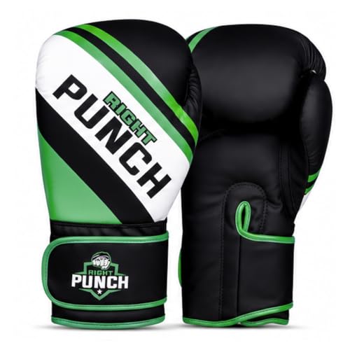 Boxing Gloves for Men & Women – Faux Leather Muay Thai, Kickboxing, MMA & Sparring Gloves – Training Heavy Bag Gloves with Secure Wrist Strap & Thumb Lock – 2 4 6 8 10 12 14 16oz - color: GREEN/BLACK, size: 12 OZ