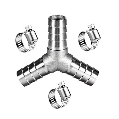 1" Hose Barb Fitting Equal Barbed Y Shaped 3 Way Wye Stainless Steel Tubing Joint Splicer Mender Adapter Union for Oxygen Tubing Pipe Household Fuel Gas Liquid Air with 3pcs Hose Clamps - size: 1 Inch, style: 1 Pcs