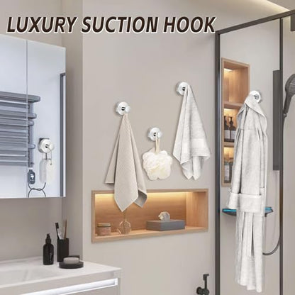 Suction Cup Hooks for Shower,Stainless Steel Towel Hooks No Drill - color: Polished Chrome