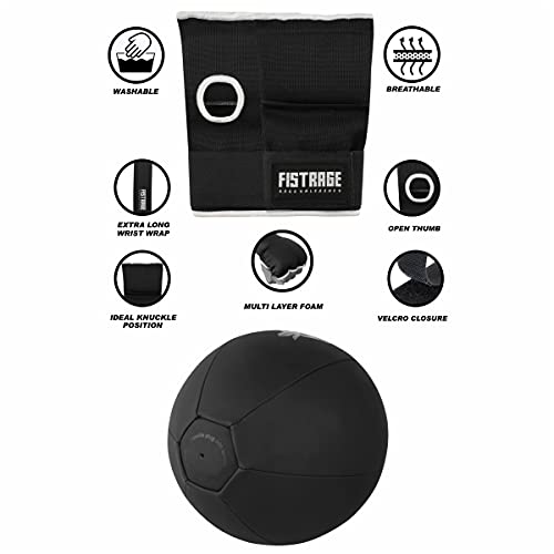 FISTRAGE Speed Ball Boxing Hand Wraps MMA Muay Thai Training Punching Dodge Striking Bag Leather Kit Hanging Swivel Workout Speedball Kicking with Mitt (Black) - color: Black, size: Large-X-Large