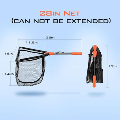 KastKing Pontus Fishing Net, Foldable & Lightweight Landing Net with Built in Length Scale, Strength Aluminum Handle, Fishing Gear and Gift for Men - style: Hoop Size: 16"(not Extendable)