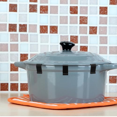 12PCS Dutch Oven Lid Protector Clips, Black Silicone Cookware Protector Flexible Pot Bumpers Lifter Accessories for Storage Stacking Pan & Display of Dutch Oven Pots (Black)