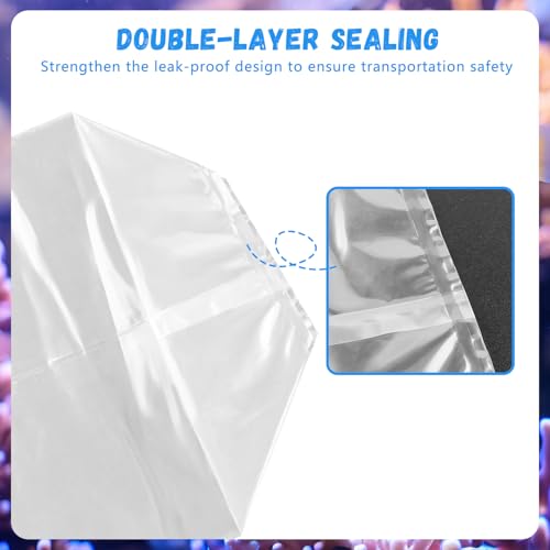 60 Pieces Fish Shipping Bags, Clear HDPE Plastic, Double Bottom Seal, Transport Bags for Live Fish, Freshwater & Saltwater Use
