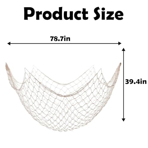 10 Pieces Natural Fish Net Ocean Themed Wall Hangings Party Decor Decoration Fish Net Decorative Party Supplies Natural Cotton Fishnet Accessory for Sea Party (Beige)