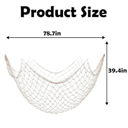 10 Pieces Natural Fish Net Ocean Themed Wall Hangings Party Decor Decoration Fish Net Decorative Party Supplies Natural Cotton Fishnet Accessory for Sea Party (Beige)
