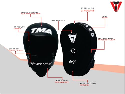 TMA Curved Focus Pads Mitts,Hook and Jab,Punch Bag Kick Boxing Muay Thai MMA US - color: Black
