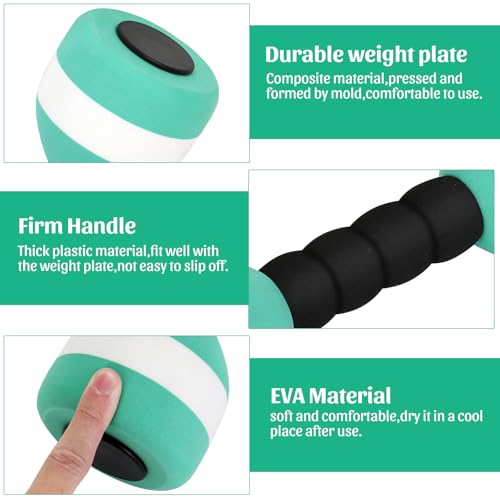 Carperipher Aquatic Dumbells,2Pcs Foam Water Weights Aerobic Exercise Fitness Equipment Dumbbells, Pool Resistance Swimming Training for Men/Women Weight Loss, Beginner Swimming Training - color: Green
