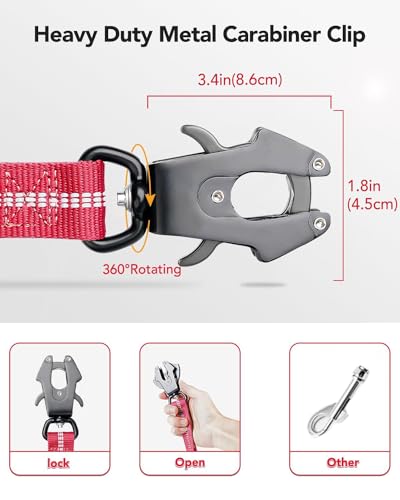 Joytale Tactical Bungee Dog Leash, Shock Absorbing No Pull, Hot Pink - color: Hot pink