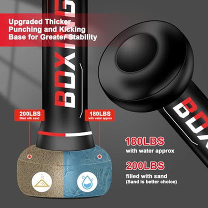 70" Freestanding Punching Bag with Boxing Gloves & Electric Air Pump, Heavy Duty Standing Boxing Bag for Adults and Teens, MMA, Muay Thai, Kickboxing, Home Gym Training