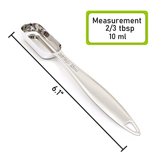 2PCS 2/3Tablespoon (2tsp, 10ml) Single Measuring Spoon, Individual Stainless Steel Long Handle Measure Teaspoon Only - size: 2/3tbsp|2tsp|10ml|1/3oz