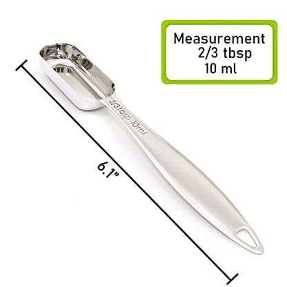 2PCS 2/3Tablespoon (2tsp, 10ml) Single Measuring Spoon, Individual Stainless Steel Long Handle Measure Teaspoon Only - size: 2/3tbsp|2tsp|10ml|1/3oz
