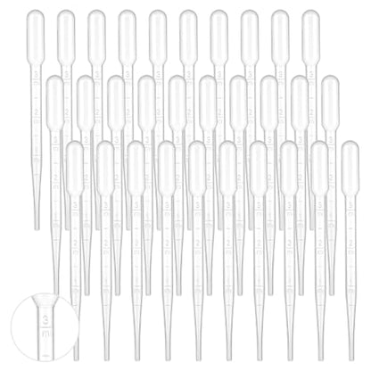 30PCS 3ML Dropper Pipettes Essential Oil Transfer, Disposable Plastic Pipette Eye Dropper for Science Experiments, Crafting, Makeup Tool
