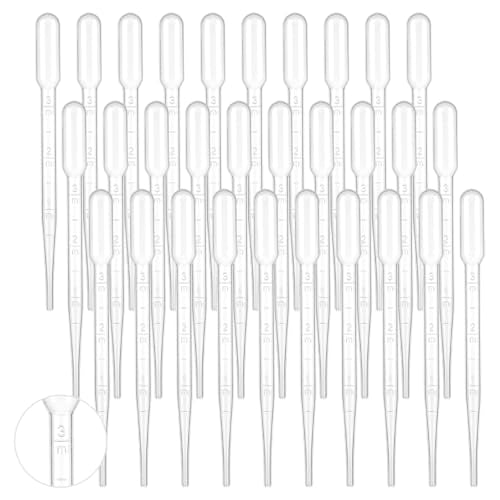 30PCS 3ML Dropper Pipettes Essential Oil Transfer, Disposable Plastic Pipette Eye Dropper for Science Experiments, Crafting, Makeup Tool