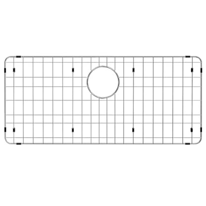 Stainless Steel Sink Grid and Protector for Bottom of Kitchen Sink, 28-3/8" x 14-3/16" with Drain Hole for Single Handmade Sink Bowl for Kitchen Sink Grate with Sink Hole Cover, One-Piece