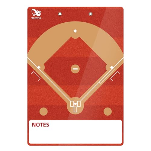 WISYOK Dry Erase Baseball Clipboard, Double Sided, Red | Marker, Lineup Board for Coaches, Management, Practice Planning, Game Strategy, Team Meetings - style: Baseball Red