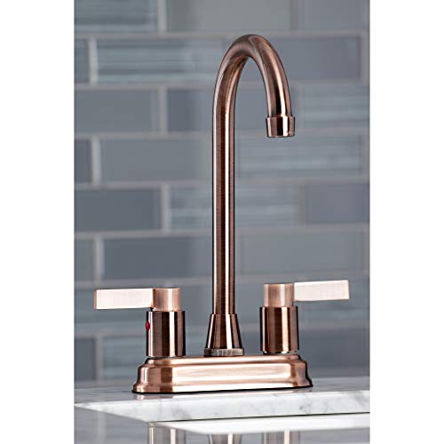 Kingston Brass KB849NDLAC NuvoFusion Two-Handle 2-Hole Deck Mount Bar Faucet in Antique Copper