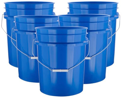 5 Gallon Premium HPDE Plastic Bucket - Made in USA Food Grade Storage Container, BPA Free All Purpose Pail (5, Blue) - color: Blue
