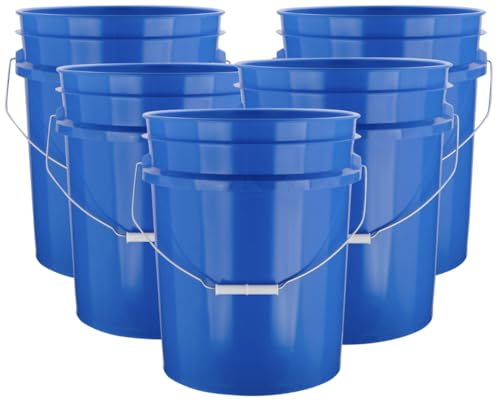 5 Gallon Premium HPDE Plastic Bucket - Made in USA Food Grade Storage Container, BPA Free All Purpose Pail (5, Blue) - color: Blue
