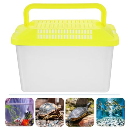 Toddmomy Portable Fish Tank Handheld Aquarium with Handle Transparent Turtle Box and Pet Hamster Carrier for Reptiles Tortoises and Small Pets 5.9X4.3X3.5 Inch - size: 15x11cm