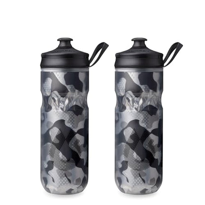 HydraPak Polar Sport Insulated Water Bottle 2-Pack (20oz, Contender Black) - color: Contender Black, style: 20oz/600ml (2-Pack)