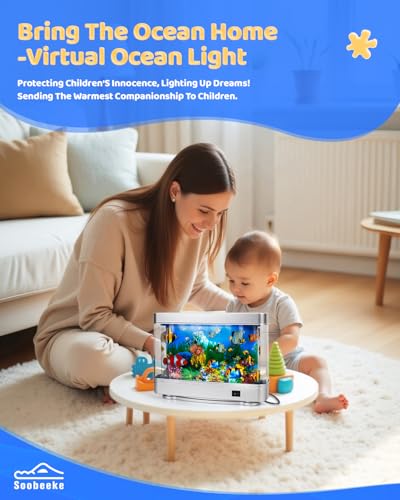 Fake Fish Tank Baby Aquarium - Artificial Fish Lamp with Moving Tropical Fish - LED Sensory Aquarium Light for Bedroom and Office, Ideal for Kids and Adults - Relaxing Night Light & Stress Reliever