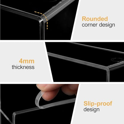 4 Pack Acrylic Risers Display Stands, Display Stands for Collectibles, Clear Acrylic Shelf for Show Decor Display, Toys, Cupcake (9.2 x 3 x 5 inches)