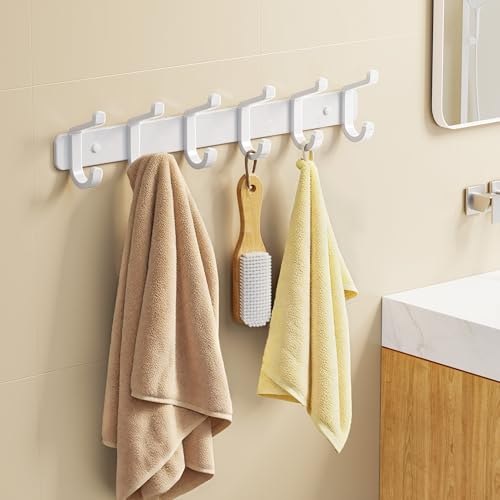 Coat Rack Wall Mount Heavy Duty, Wall Coat Hanger with Hooks, White 2 Pack - color: White, size: 2 Pack