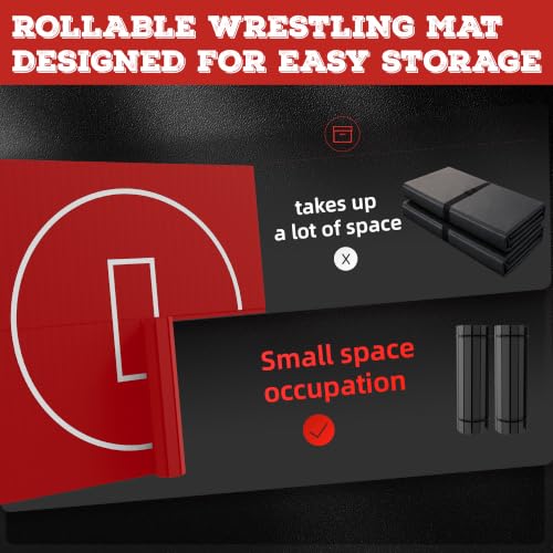 Wrestling Mat for Home Training BJJ MMA Jiu Jitsu Roll Up Mat - color: Red, size: 8FTx8FTx1.25inch