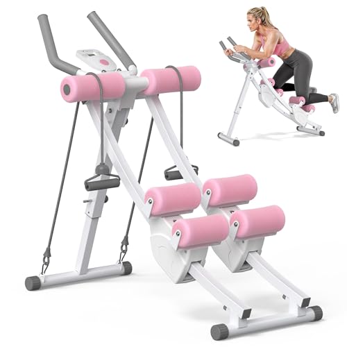 MERACH Ab Machine, Adjustable Ab Trainer Machine - color: White&PINk, size: large