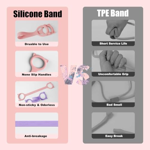 Figure 8 Resistance Bands with Handles,Silicone Exercise Band Set | Upgraded 8-Shaped Stretch Bands for Women Home Working Out Arms Back Legs Pilates Yoga Physical Therapy Multi Packs - color: 3Pcs Pink 15Lb & Purple 25Lb & Blue 35Lb