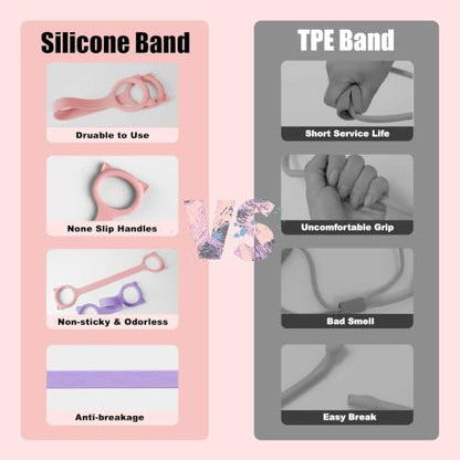 Figure 8 Resistance Bands with Handles,Silicone Exercise Band Set | Upgraded 8-Shaped Stretch Bands for Women Home Working Out Arms Back Legs Pilates Yoga Physical Therapy Multi Packs - color: 3Pcs Pink 15Lb & Purple 25Lb & Blue 35Lb