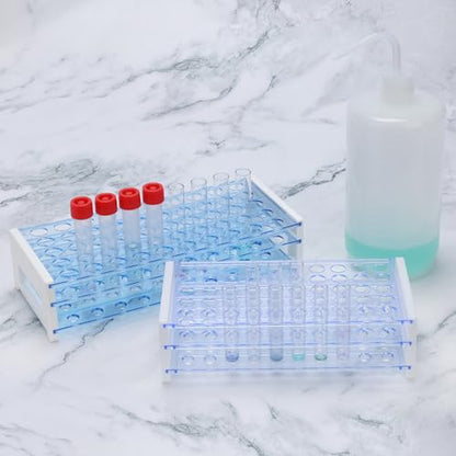 50-Place Test Tube Rack for 13mm O.D. Tubes, Sturdy Plastic Lab Organizer