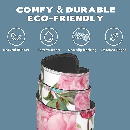 Large Mouse Pad Peony Flowers and Sakura Extended Gaming Mouse Pad Desk Mat Stitched Edges Mousepad Non-Slip Rubber Base Keyboard Pad for Laptop Computer PC 35.4 x 15.7 inches