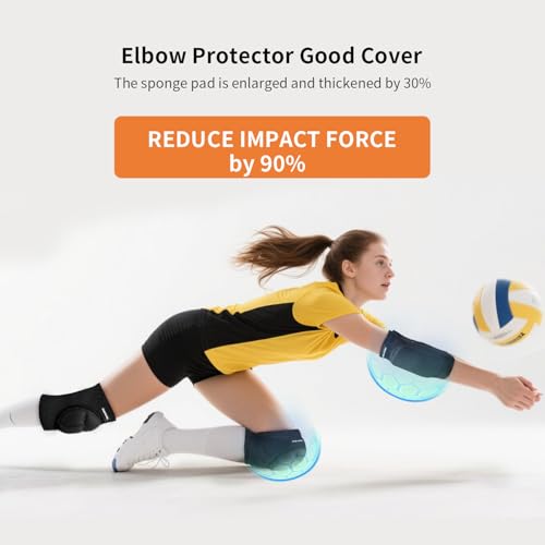 Volleyball Elbow Pads Youth 2XS-XL - Kids Teens Elbow Protector with Thicken Sponge Breathable Padding - color: Black, size: X-Large