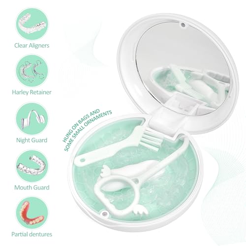 Orthodontic Retainer Case Aligner Mouth Guard Storage Box,White Green - color: White Green