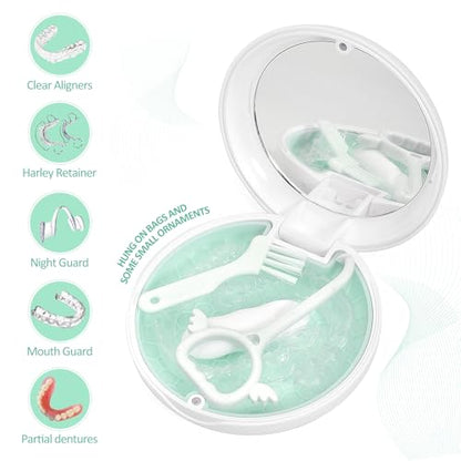 Orthodontic Retainer Case Aligner Mouth Guard Storage Box,White Green - color: White Green